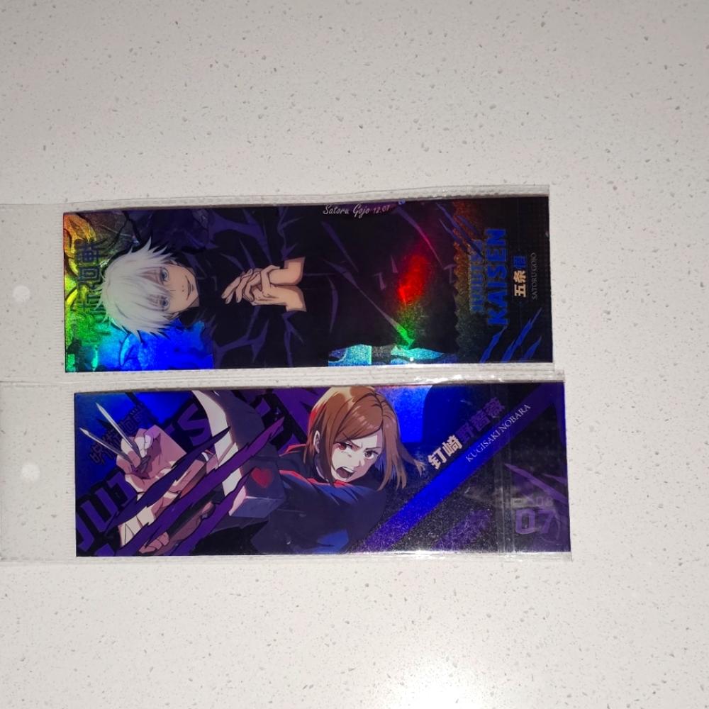 Jujustu Kaisen Anime Character Bookmarks - Holographic Design & 9 Mini Pins